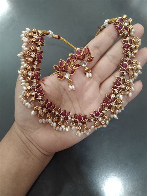 Lotus With Rice Pearl Necklace Set – Paradise Jewllery