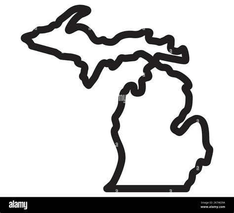 michigan mi state shape map outline simplified USA vector isolated on white background Stock ...