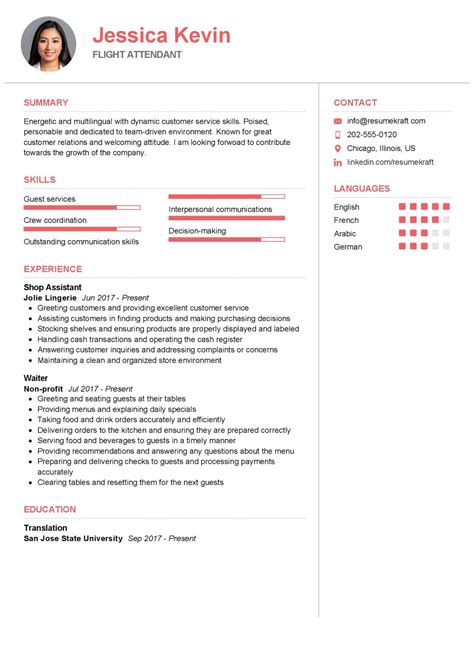 Resume Format For Cabin Crew