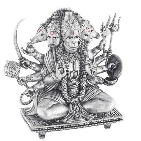 Antique Panchmukhi Hanuman Murti Idol | 925 Silver | CaratCafe