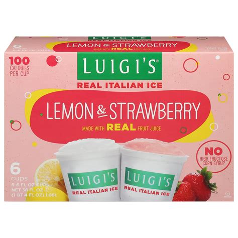 Luigi's Lemon & Strawberry Real Italian Ice 6 - 6 fl oz Cups - Walmart.com