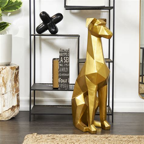 Novogratz The Novogratz Gold Polyresin Dog Cubist Decorative Sculpture ...