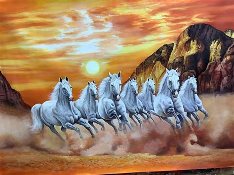 Download 7 White Horses Running Through Mountain Wallpaper | Wallpapers.com