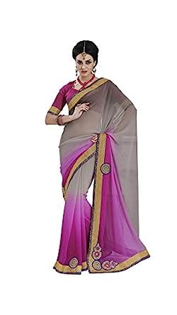 Buy Saree ( Women's Branded Pink Party Wear Chiffon Saree ( Best Gift ...