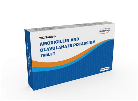 Amoxicillin and Clavulanate Potassium Tablet 875mg+125mg Penicillin ...
