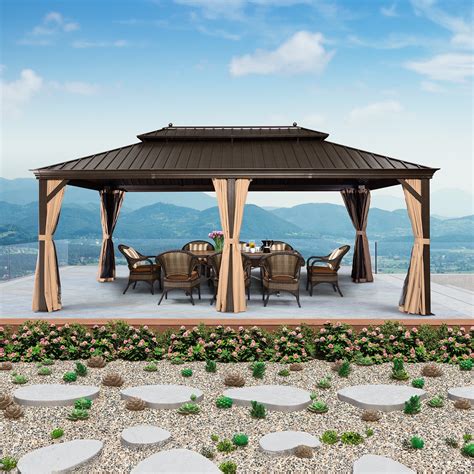 PURPLE LEAF Gazebo 12' X 20' Outdoor Metal Gazebo Galvanized Steel ...