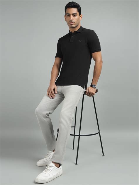 men black regular fit solid polo neck thirt tsh 0106 black – Richlook