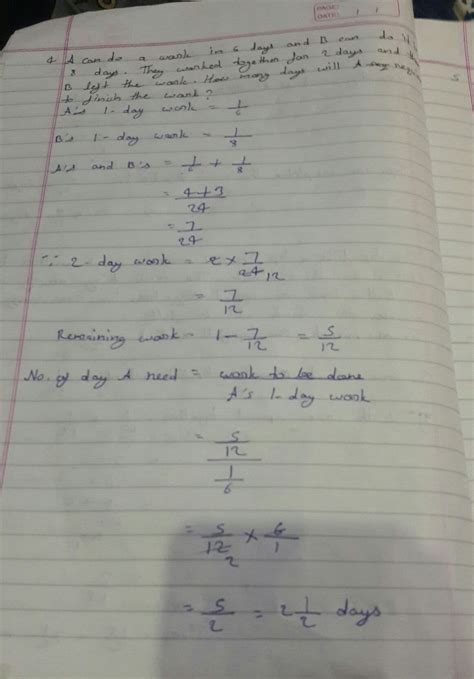A can do a work in 6 days b can do it in 8 days.They worked together ...