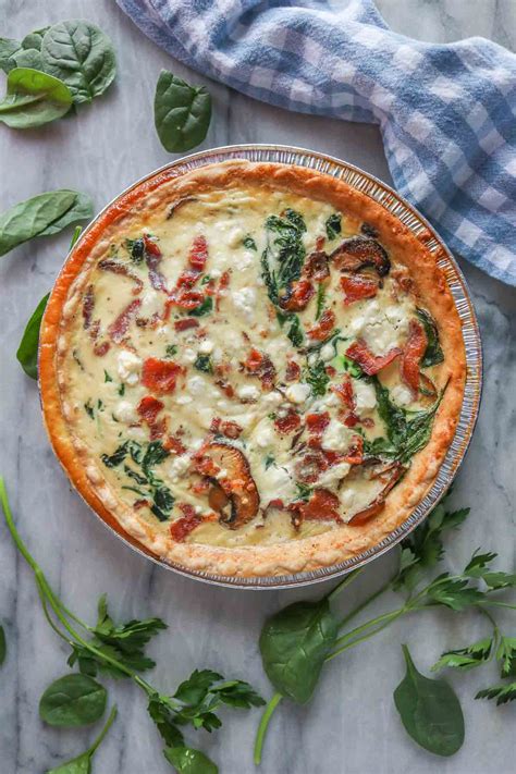 Spinach Mushroom Bacon Quiche | Girl Heart Food®