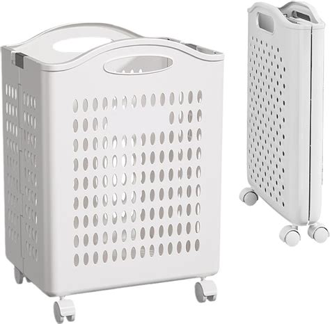 Amazon.com: Rolling Laundry Hamper with Wheels, Slim Design, White ...