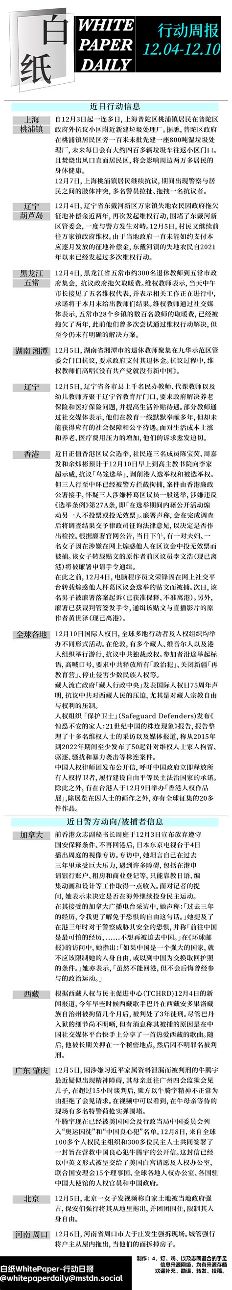 白纸WhitePaper-行动日报 (@whitepaperdaily@mstdn.social) - Mastodon 🐘