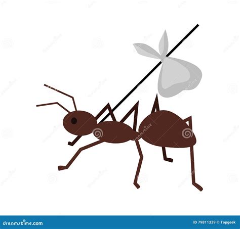 Ant Carrying Her Baggage on Branch Stock Vector - Illustration of side ...