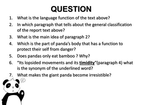 Report text about animal (panda) | PPTX - language of report text