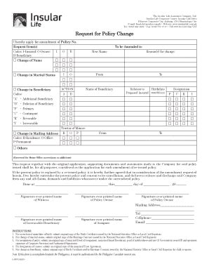 Request For Policy Change Form.pdf - Insular Life - Fill and Sign ...