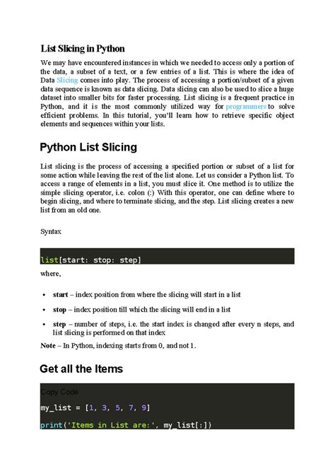 Python List Slicing: Accessing Data Efficiently - Studocu