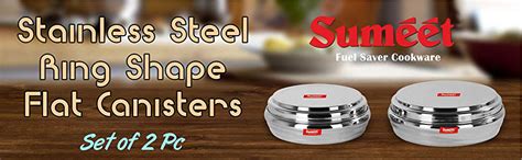 Buy Sumeet Stainless Steel Ring Shape Flat Canisters set of 2 Pc ...