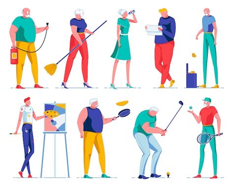 Menschen beschäftigt mit Hobbys und Aktivitäten Wohnung. | Premium Vektor