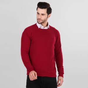 DIAZ Solid Crew Neck Casual Men Maroon Sweater - Buy DIAZ Solid Crew ...