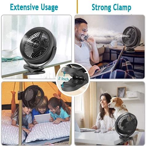 Buy Battery Operated Misting Fan, Portable 8-Inch Clip on Fan, 10000mAh ...
