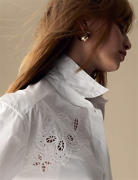Buy Pure Cotton Embroidered Collared Shirt at Marks & Spencer