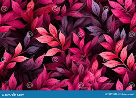 Pink Autumn Leaves. Fall Foliage Design on Black Background. Generative ...