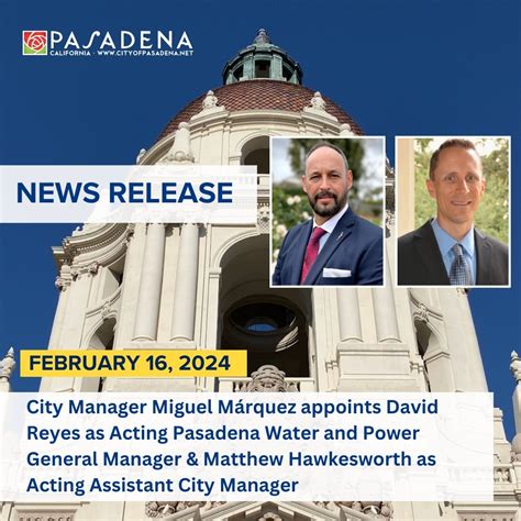 City of Pasadena | With the recent announcement of the departure of Pasadena Water and Power ...