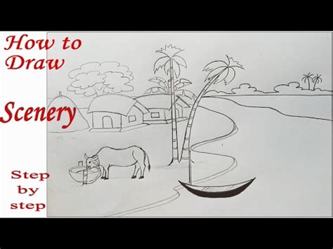 How to draw scenery/village landscape -- Art video Video Lecture - Art ...