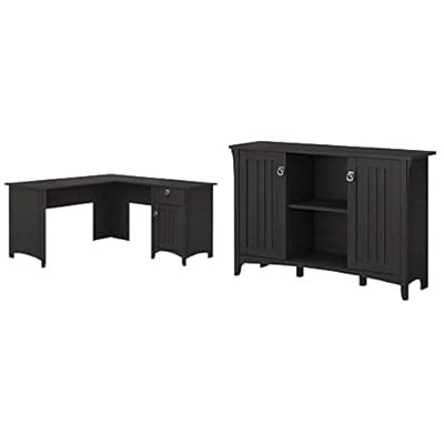 Buy Bush Furniture Salinas L Shaped Desk with Storage in Vintage Black ...