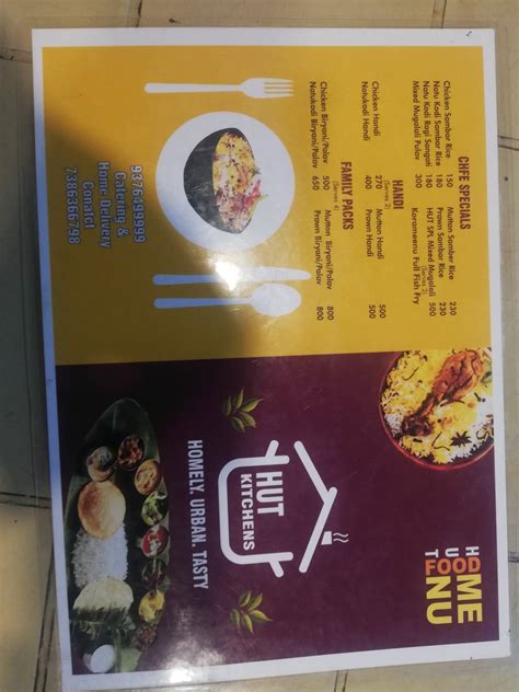 Menu at HUT KITCHENS, Hyderabad, HC77+489