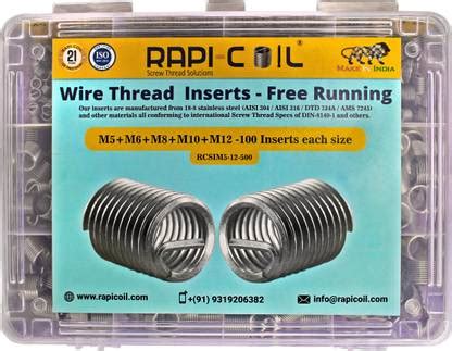 Rapi-Coil RAPI-COIL® 500Pcs 304 Stainless Steel-M5 M6 M8 M10 M12 Wire ...