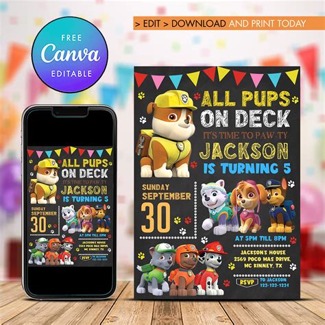 Paw Patrol Invitations