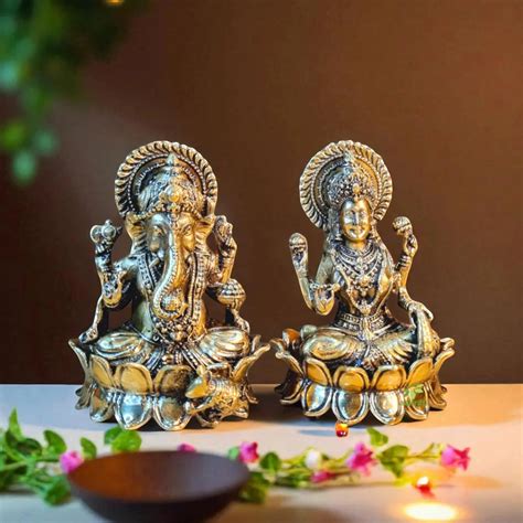Brass Lakshmi Ganesh Set| Aakrati Brass Laxmi Ganesh Statue| – Ashopi