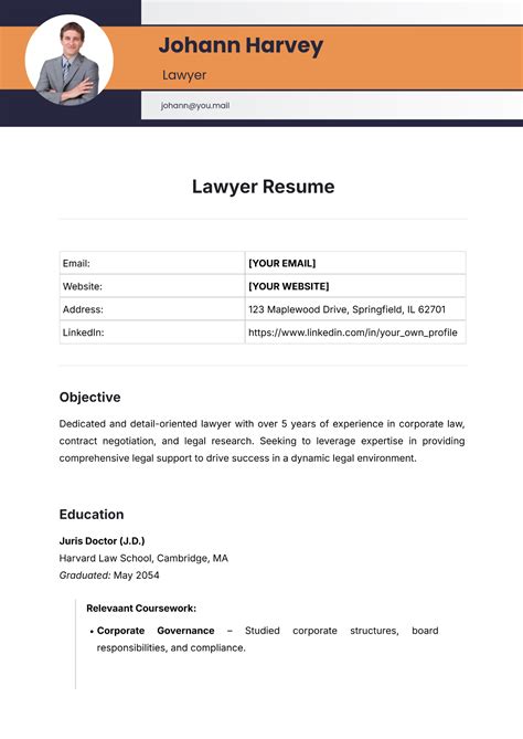 Free Lawyer Resume Templates to Edit Online and Download