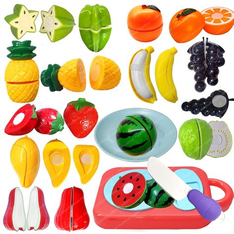 Fruits Cutting Play Set Toys for Kids - Realistic Sliceable Cutting Fr ...