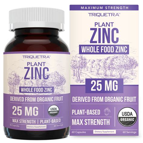 Organic Zinc | Whole Food Zinc Supplement - 25 mg of Zinc - Triquetra™