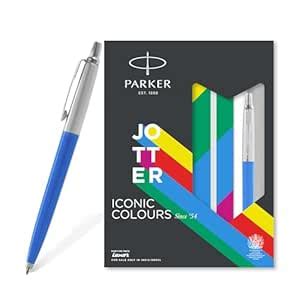 Parker Jotter Standard Chrome Trim Ball Pen and Notebook, Blue Body ...