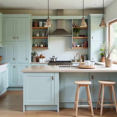 Duck Egg Blue Kitchen Cabinets Ideas - HomeDesignsAI