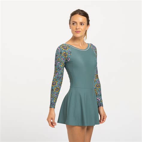 Women's 1-Piece Swimsuit Una Sleeve Light Secure Fit & Quick-Dry Green