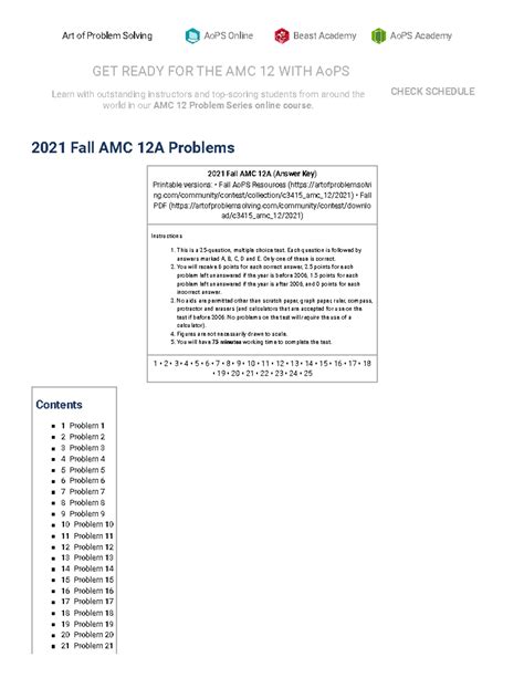 2021 AMC 12A Fall Problem Set and Solutions - Studocu