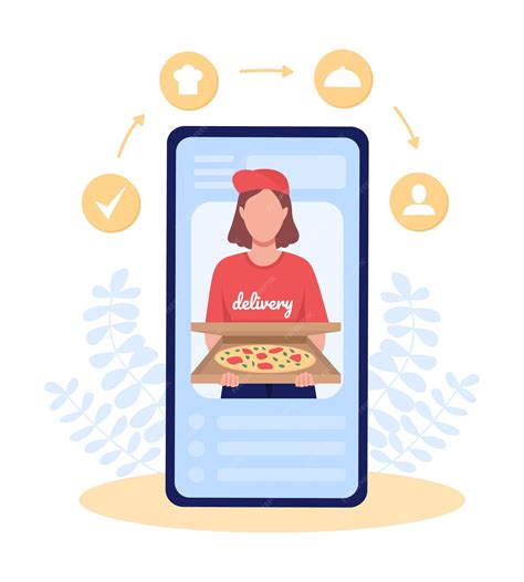 Ilustração em vetor conceito plano de aplicativo de entrega de pizza ...