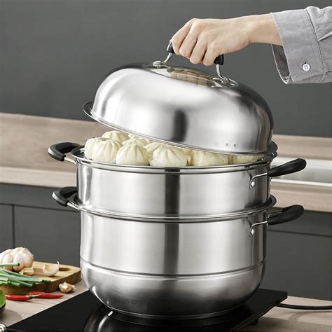 Buy MANO 2-Tier Stainless Steel Steamer Pot 12 Inch Steam Pot Set for ...