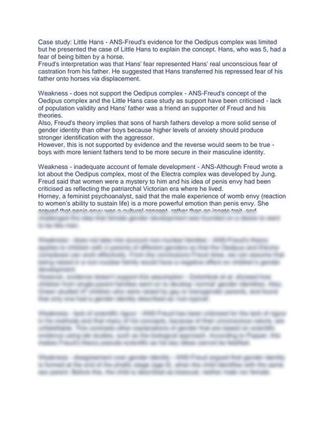 SOLUTION: Psychodynamic explanation of gender development oedipus and ...