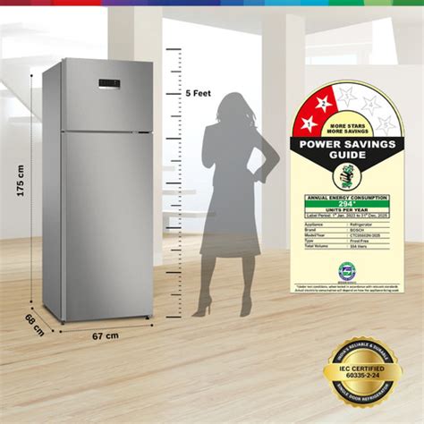 BOSCH 334 L Frost Free Double Door 2 Star Convertible Refrigerator with ...