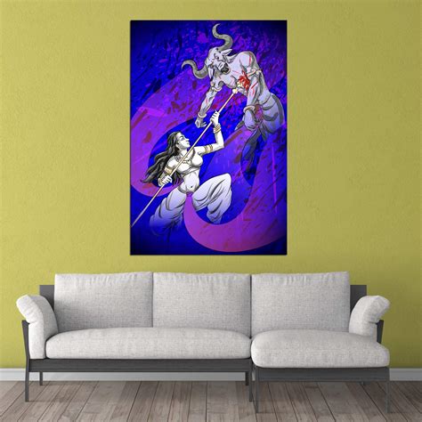 Inephos Unframed Canvas Painting - Goddess Durga - Spiritual Art Wall ...