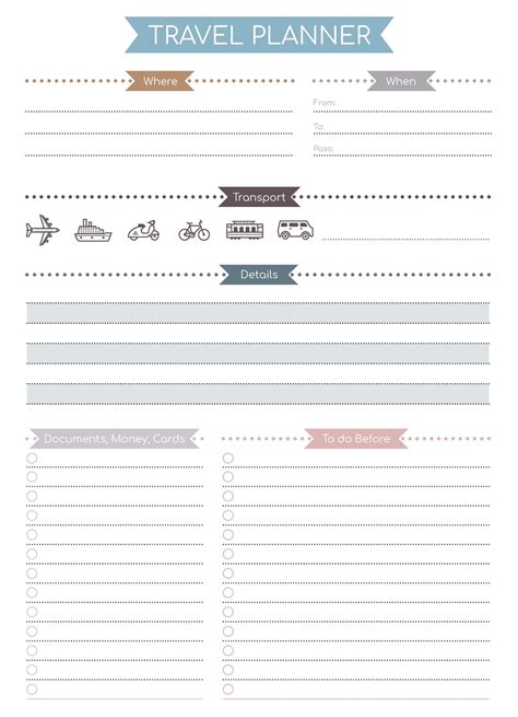 Cute Itinerary Template for Google Docs | Travel planner template word ...