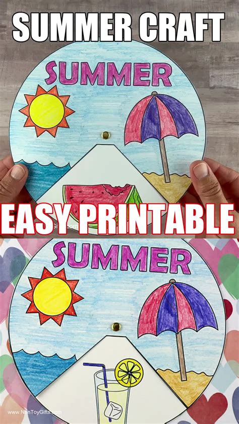 Summer Spinner Craft PRINTABLE- Coloring Activity for Kids - Non-Toy ...