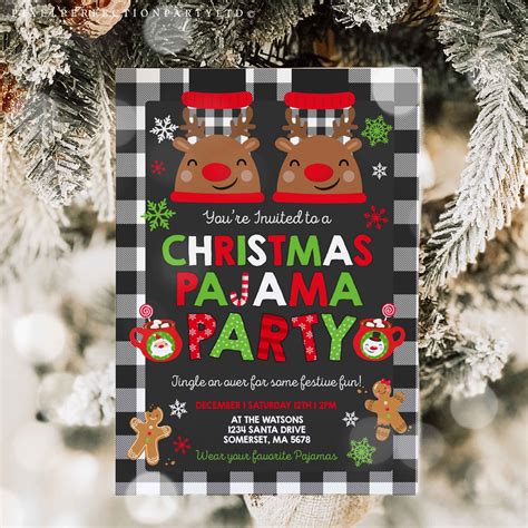 Christmas Pajama Party Invitations