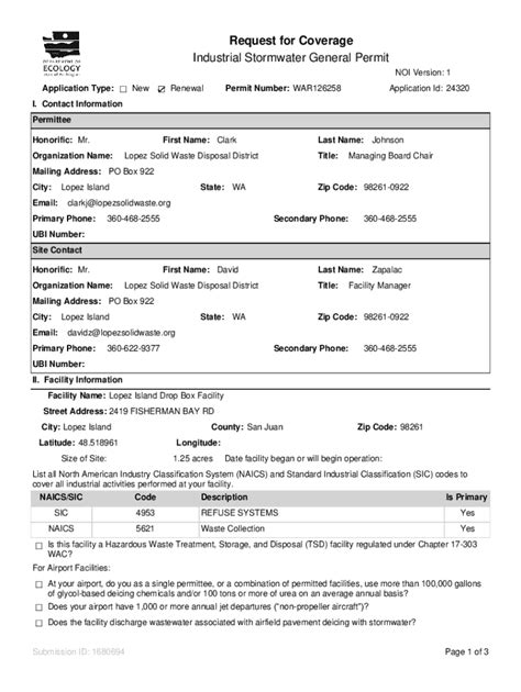Fillable Online Industrial Stormwater - Department of Environmental ...