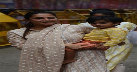 Anita Hassanandani visits Lalbaugcha Raja with son Aaravv