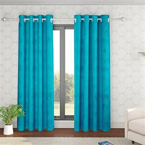 Buy Indian Furnishing Polyresin Solid Curtain, 7 Feet, Teal Green, Pack ...